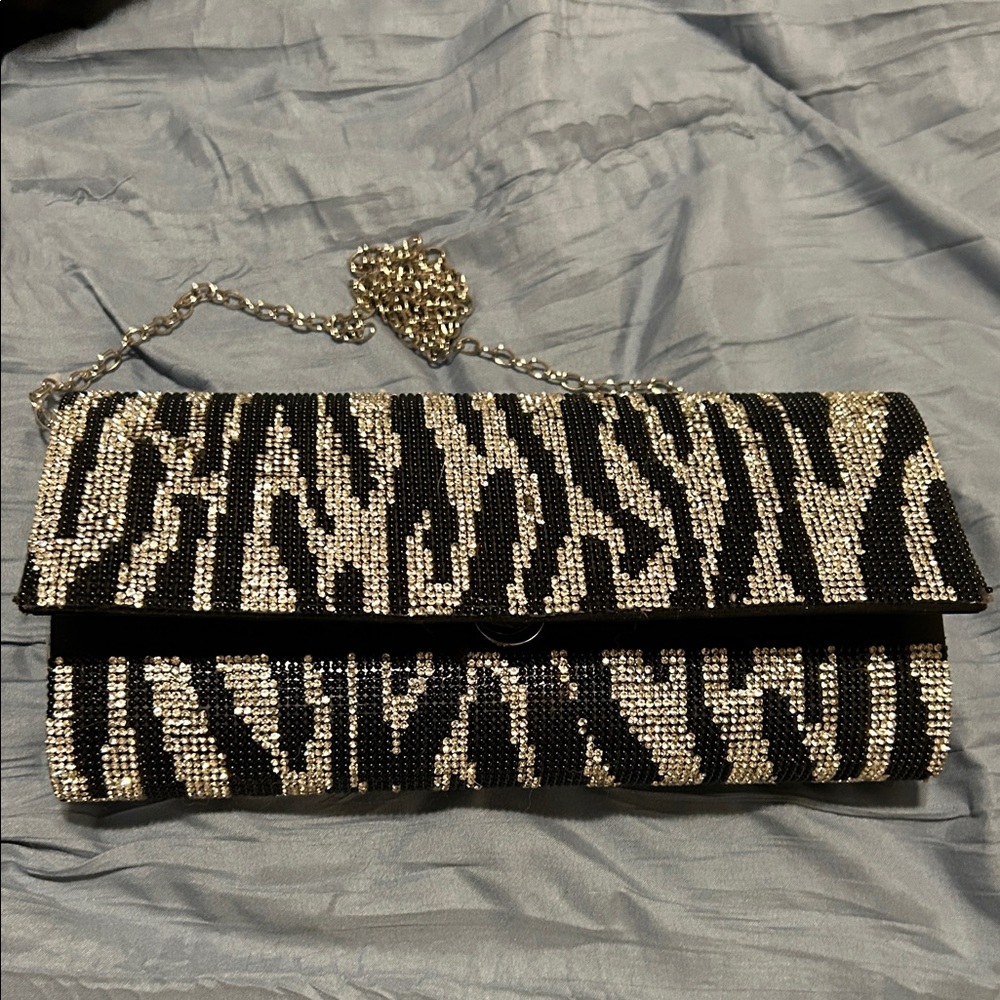 Elegant Black and Silver Clutch Bag